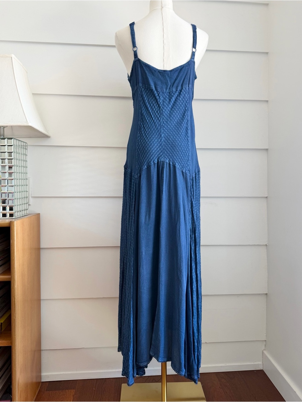 Vintage Y2K Maxi Dress Indigo Blue Fairy Made in India size L - Picture 6 of 8